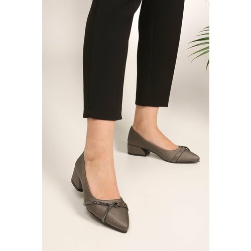 Shoeberry Women's Kelly Platinum Satin Stone Heeled Shoes Slike