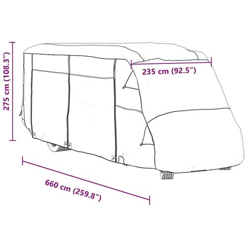 VidaXL Navlake za kamper sive 660x235x275 cm netkana tkanina Slike