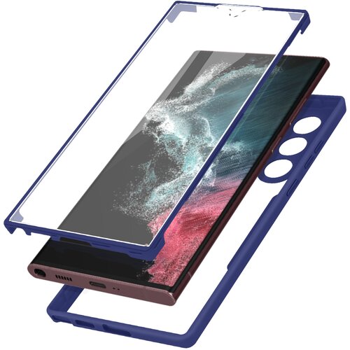AVIZAR Ovitek Samsung Galaxy S22 Ultra, zadnji del iz pleksiglasa z Svetlomodra obroba, (20616880) Cene