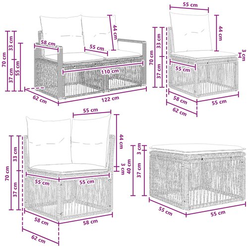  Sjedeća garnitura za vrt 8 kom. Siva poliratan 61 x 62 x 70 cm Slike