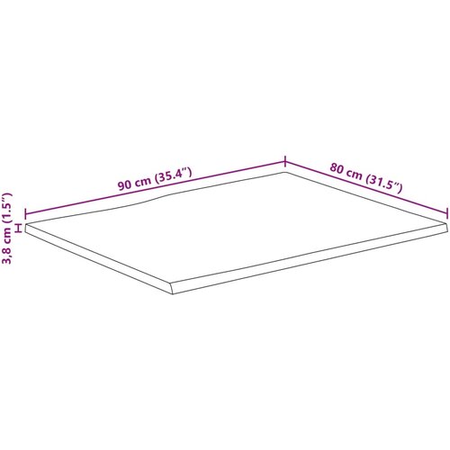 Stolna ploča 90x80x3,8 cm od masivnog drva manga sa živim rubom Slike