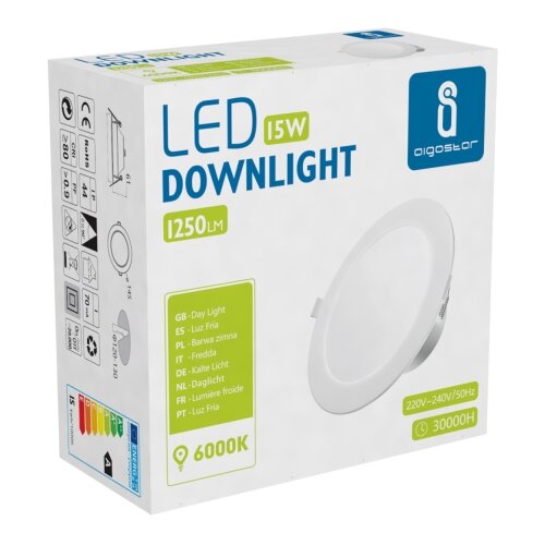 Aigostar LED ugradna plafonska svetiljka LED/15W/230V 6000K IP44 &amp;Oslash; 14,5 cm bela Slike