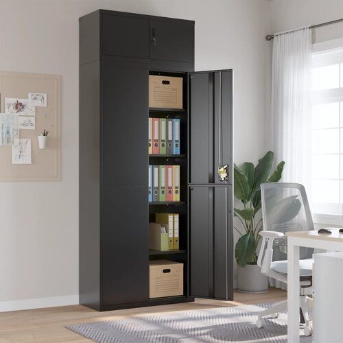 The Living Store Arhivska omara črna 90x40x240 cm jeklo - Arhivska Omara, (21429927) Cene