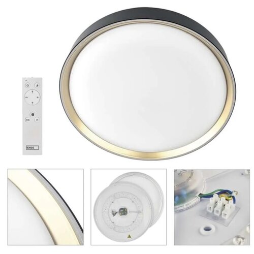  LED stropno svetlo ILVI, prigu&amp;scaron;iva, LED/45W/230V 2700-6500K prečnik 50 cm crna/mesing + daljinski upravljač Slike