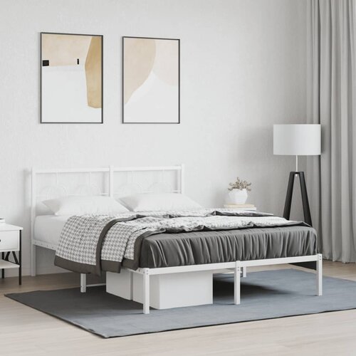  The Living Store Kovinski posteljni okvir z vzglavjem bel 135x190 cm - Posteljni Okvir, (21445779) Slike