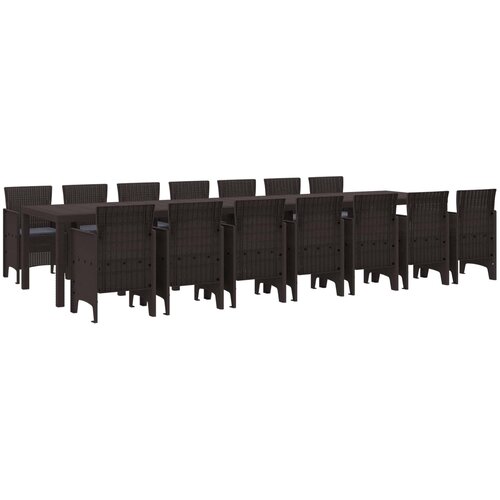 vidaXL Vrtna jedilna garnitura s blazinami z blazino 15 pcs Rjava PP, (5000153258) Cene