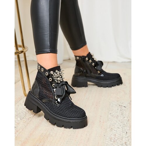 Resti Women's openwork boots in black Afaserr Cene