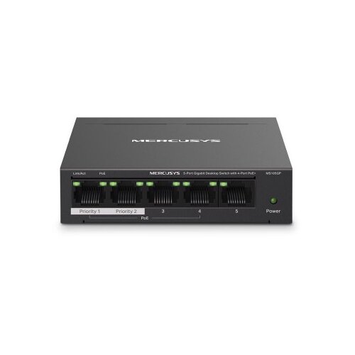 Mercusys MS105GP V3.0, 5-Port PoE Gigabit Desktop Switch with 4-Port PoE+ 65W ( 6398 ) Cene