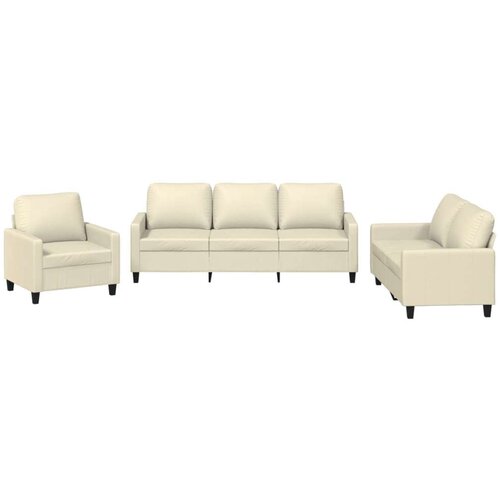 VidaXL 3-dijelni set sofa s jastucima krem od umjetne kože Slike