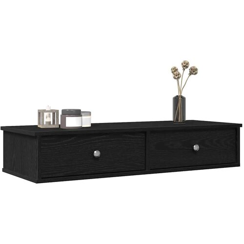 vidaXL Stenska polica s predali črn 100x37,5x19 cm inženirski les Cene