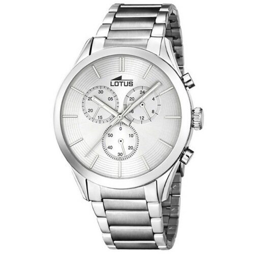 Lotus muški minimalist srebrni elegantni hronograf ručni sat sa crnim kožnim kaišem 604596 Cene