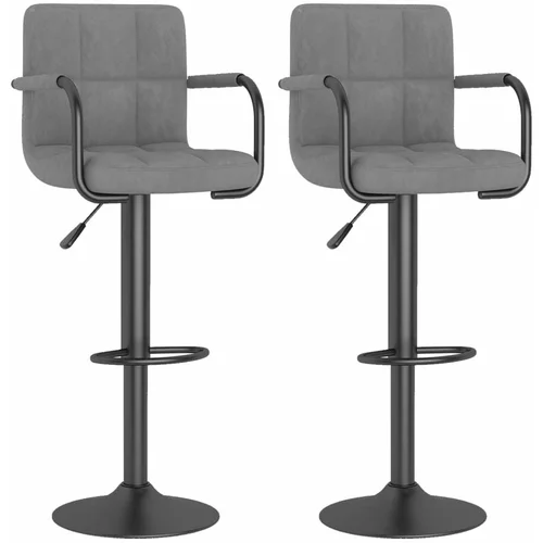 Barski stolčki 2 kosa svetlo siv žamet, (20700402)