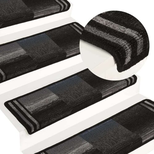  Otirači za stepenice samoljepljivi 10 kom 65x21x4 cm crno-sivi Slike