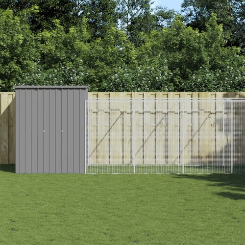 vidaXL Kućica za pse s igralištem svjetlosiva 165x863x181 cm čelična Cijene