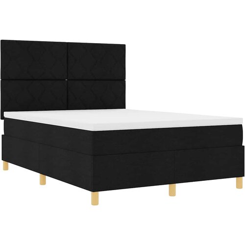  LED Box Spring Krevet s uzglavljem Crna 140 x 200 cm tkanina Slike