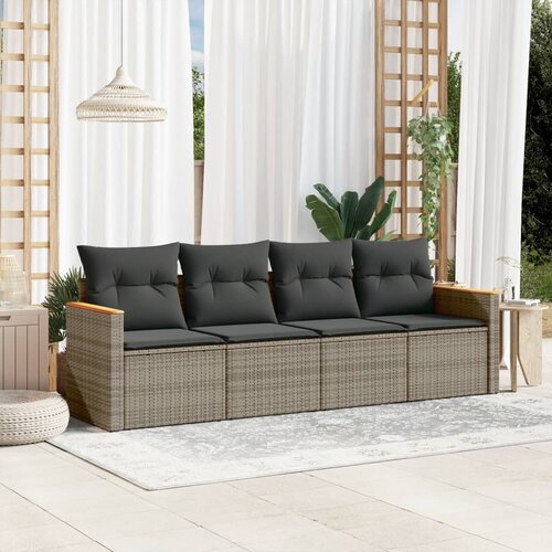 vidaXL 4-dijelni set vrtnih sofa od poliratana s jastucima sivi Cijene