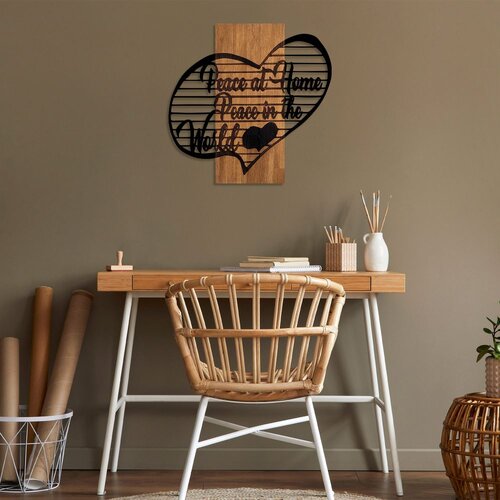 Wallity Zidna dekoracija Mir kod kuće Mir u svijetu 1, 58 x 59 cm, Smeđa Cijene