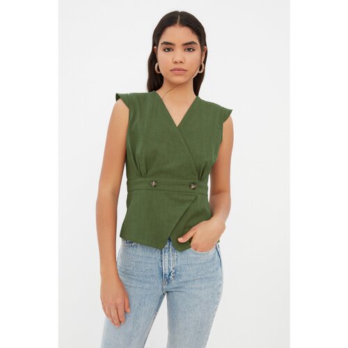 Trendyol Khaki Bone Button Detailed Blouse Slike