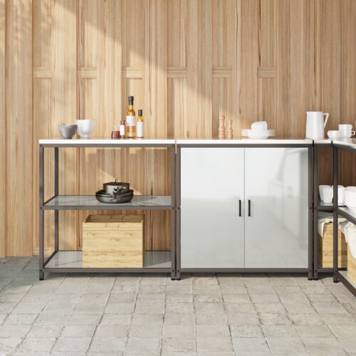 VidaXL Kuhinjski set za pohranu 2 pcs Srebrna 150 x 50 x 92 cm Slike