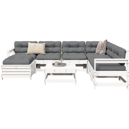  8-dijelni set vrtnih sofa bijeli od masivne borovine Cijene