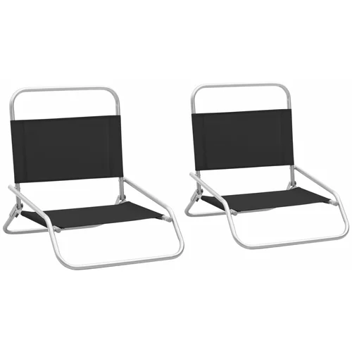 vidaXL Zložljivi stoli za na plažo 2 kosa črno blago, (20658572)