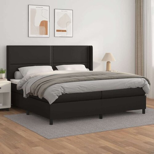  Box spring postelja z vzmetnico črna 200x200 cm umetno usnje, (20724911) Cene
