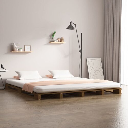 The Living Store Postelja iz palet medeno rjava 120x200 cm trdna borovina - Postelja Iz Palet, (21490936) Slike