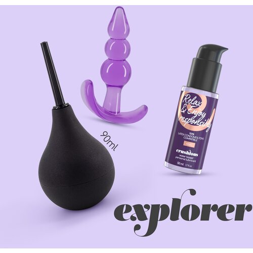 Crushious Komplet Explorer - analni tu&amp;scaron;, analni čep i lubrikant Slike