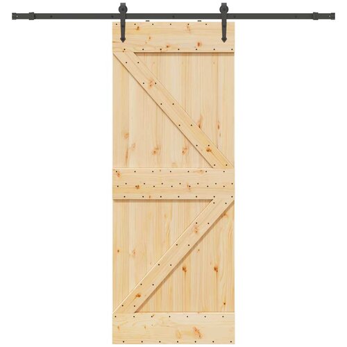 vidaXL Drsna vrata s kompletom vodil 80x210 cm trdna borovina Cene