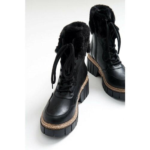 LuviShoes Faıth Black Skin Women's Boots Slike