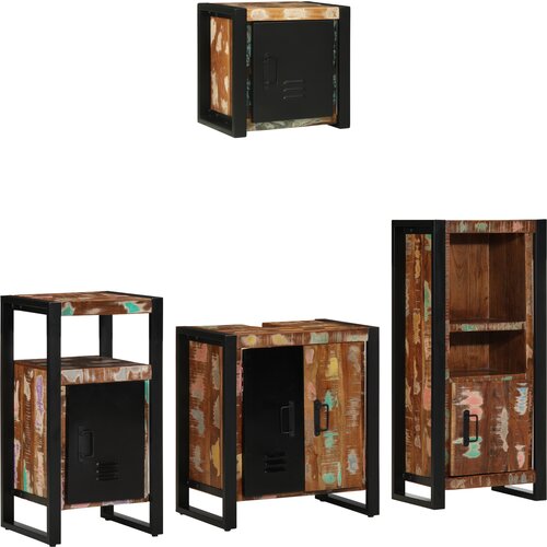 VidaXL Komplet pohi&amp;scaron;tva za kopalnico 4 pcs Trden recikliran les Slike