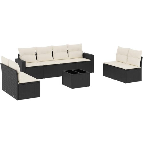  9-dijelni set vrtnih sofa s jastucima crni od poliratana Crna 55 x 55 x 37 cm Slike
