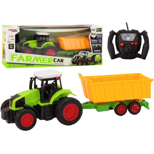 Traktor na daljinsko upravljanje s prikolicom u mjerilu 1:16 sa žutom prikolicom - Farmer Cene