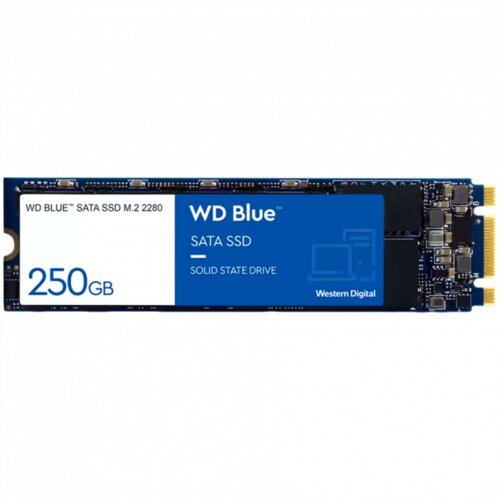 SSD WD Blue M 2, 250GB, SATA III 6 Gb/s, 3D NAND Read/Write: 550 / 525... SSD disk Slike