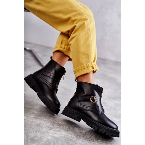 Kesi Leather Warm Boots With Zipper Black Verina
