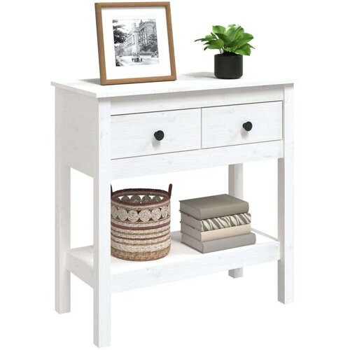  Konzolni stol bijeli 75 x 35 x 75 cm od masivne borovine Slike