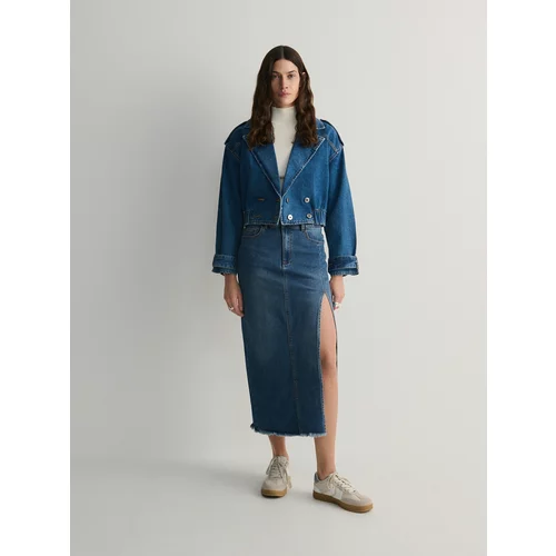 Reserved - Midi suknja od trapera - plavo