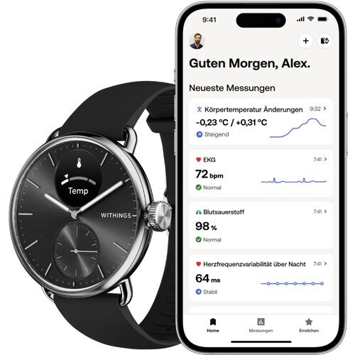 Withings scanwatch 2 38mm schwarz/silber Slike