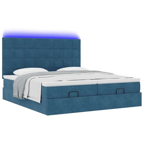 VidaXL otomanski okvir kreveta s madracima plavi 200x200cm bar&amp;scaron;unasti Slike
