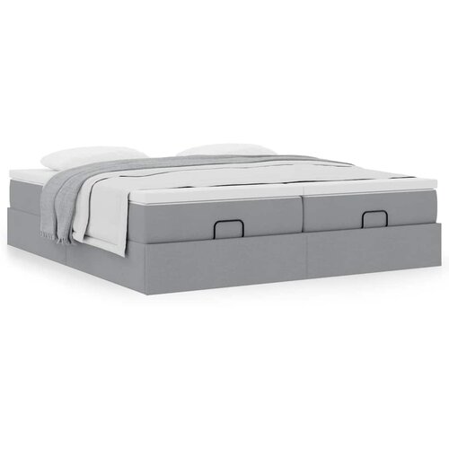 vidaXL Okvir kreveta s madracima svijetlosivi 200x200cm od tkanine Cijene