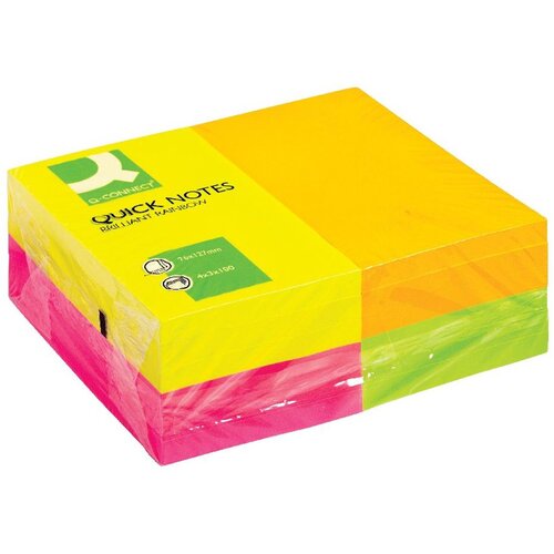 Q-Connect Kocka samolepilnih lističev neon 127mm x 76mm komplet 12 x 100listov KF01350, (20377684) Cene