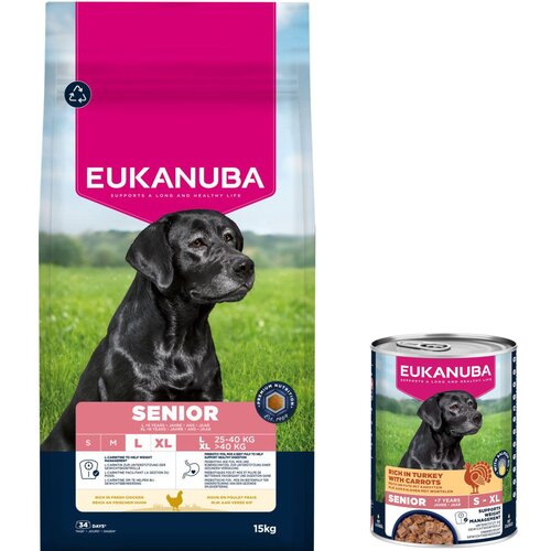  15 kg Eukanuba suha hrana + 3 x 400 g odgovarajuće mokre hrane gratis! - Senior Large &amp;amp; Giant Breed Slike