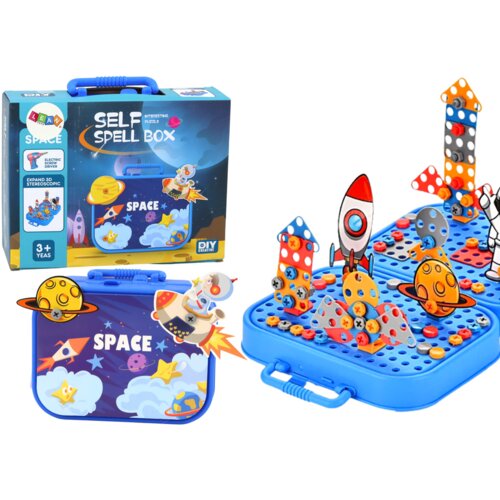  Suitcase Set DIY Puzzle Blocks Space Screwdriver 228 pieces. Cene