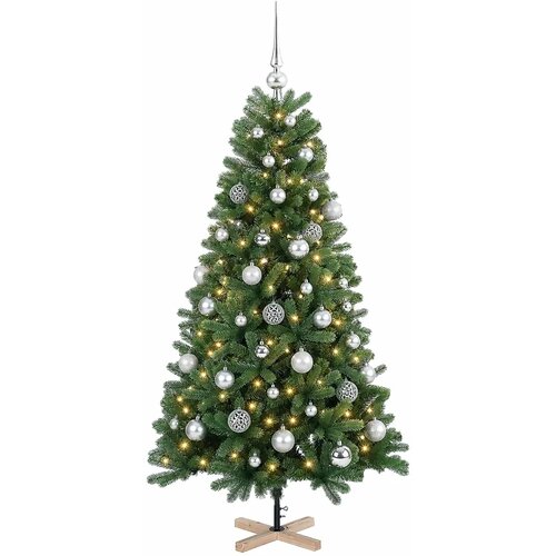  Umjetno božićno drvce s kuglicom 150 cm 150 LED lampica - 150 cm s LED-ima i srebrnim lopticama Slike