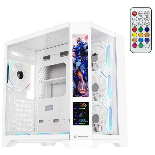  Kući&scaron;te gaming RAMPAGE NOVA V2 9.16&rsquo; LCD Display Hub Controller White 7x12cm ARGB Pwm Fan, 43467 Cijene