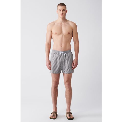 Avva Men's Grey-white Quick Dry Printed Standard Size Swimwear Marine Shorts Cene