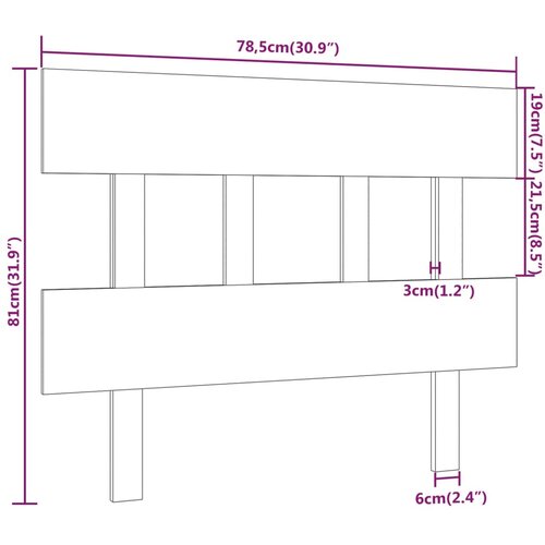  Uzglavlje za krevet crno 78,5 x 3 x 81 cm od masivne borovine Slike