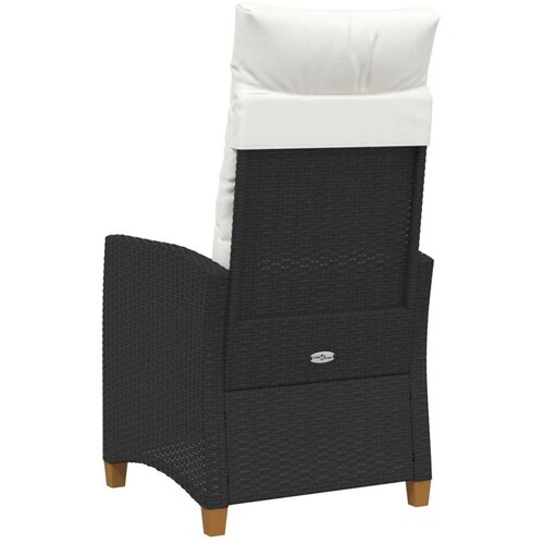  Fotelja za ležanje s pločom za čaj 62 x 64 x 112 cm poliratan - Crna i krem bijela Slike