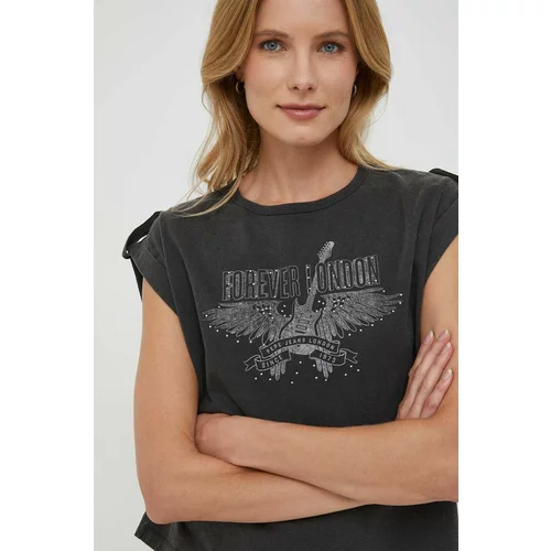 PepeJeans Pamučna majica za žene, boja: siva