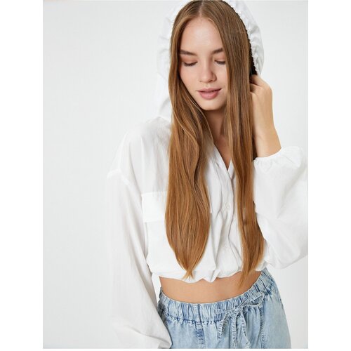  Hooded Crop Parachute Shirt Oversize Long Sleeve With Pocket Slike